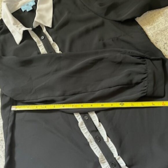 🧡3/15 Cece Long Sleeve Collar Ruffle Button Front Blouse Women's M - Picture 12 of 15